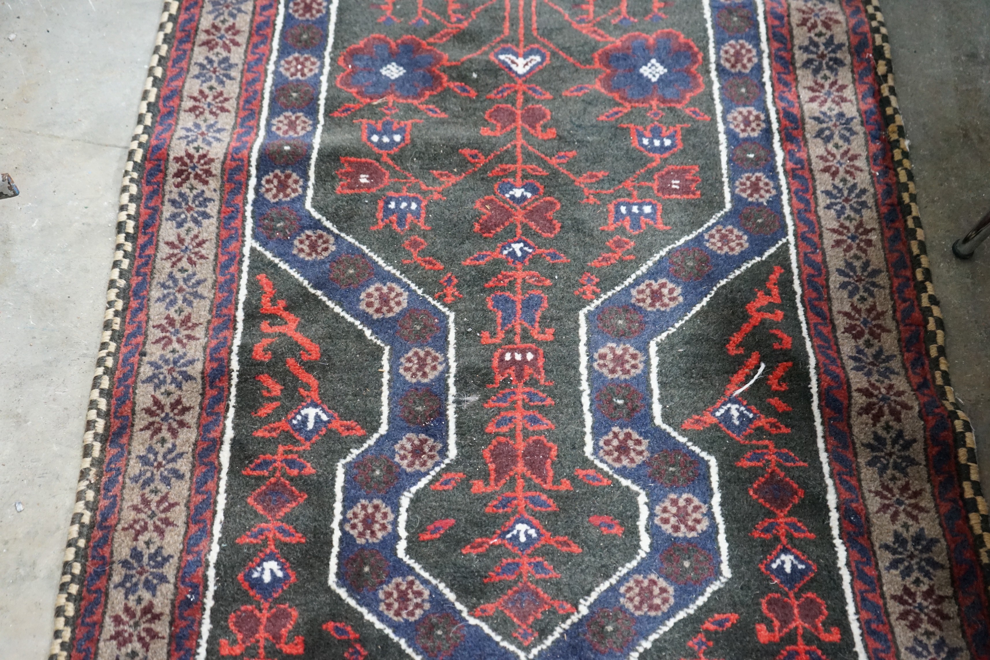 A Belouch blue ground prayer rug, 140 x 74cm